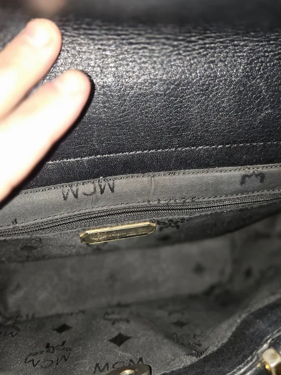 MCM Black Leather Top-Handle Tote with Gold Hardware - Picture 6 of 7